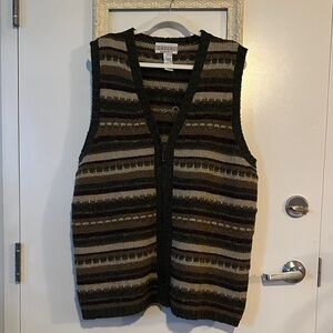 CASUAL ELEMENTS | Vintage Wool Striped Brown and Black Vest